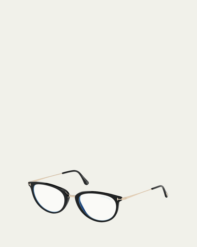 Blue Block Cat-Eye Acetate & Metal Optical Frames